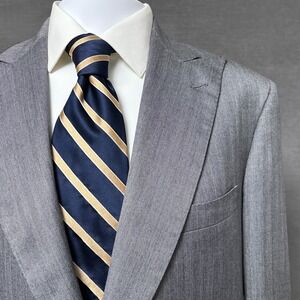 Oxxford Sport Coat 42L Gray Herringbone Bespoke Tailored Business Blazer Jacket